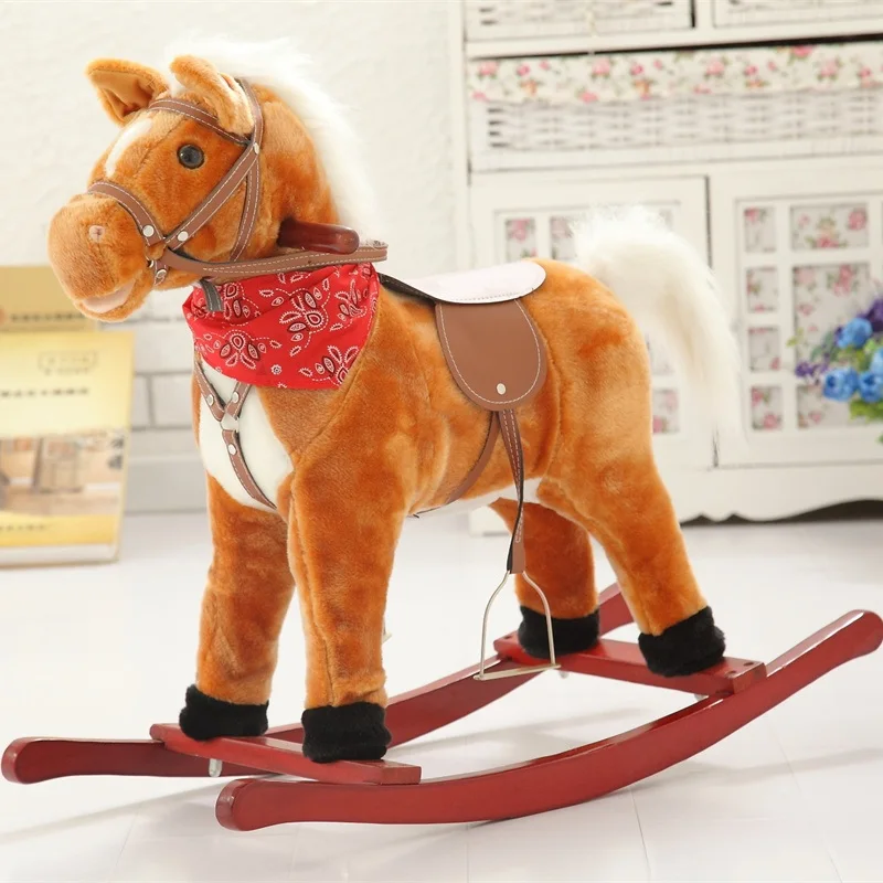 adult New fashion mix-color plush rocking horse for kids