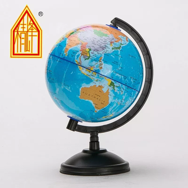 Low MOQ custom white geography globe toy with black metal stand