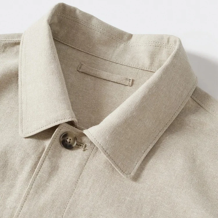 metro custom mens long sleeve linen overshirt fashion style jackets with pockets for men