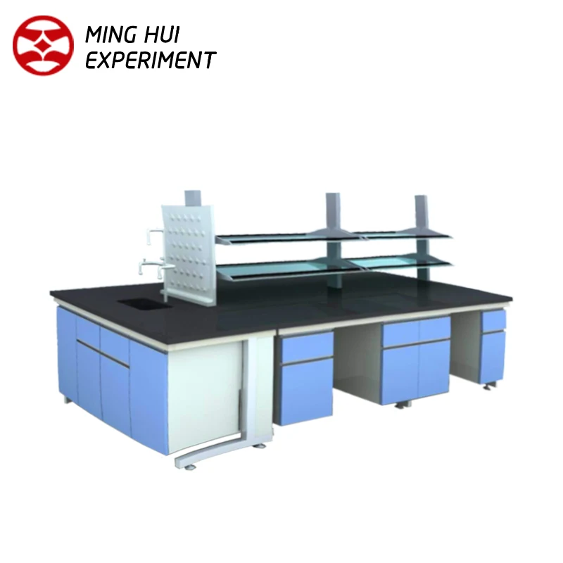 
Steel frame laboratory central bench/Island table, wooden cabinet lab bench, lab workbench 