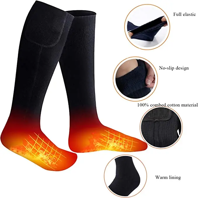 Winter Cotton Warm Feet Rechargeable Battery Three Levels Temperature Control Thermal  electric heated socks for women men