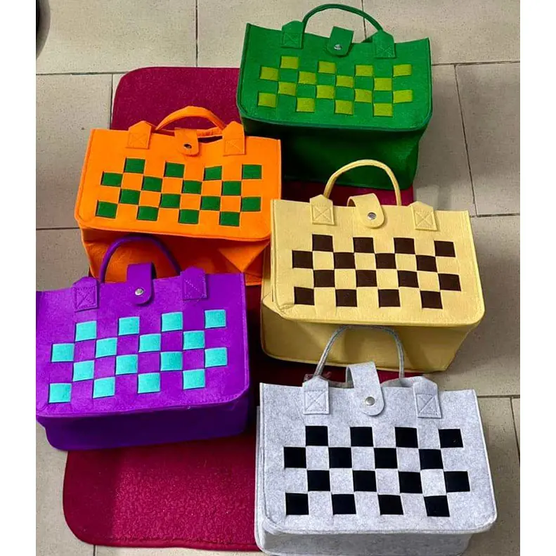 New  promotional  Fashion Wholesale Felt Storage Bag Eco Friendly Custom Logo Large Capacity Colorful Felt Shopping Tote Bags