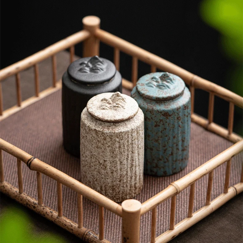 Mini 200ML Kiln Retro Stoneware Tea Canister Airtight Jar Home Candy Coffee Cookies Ceramic Storage Jar