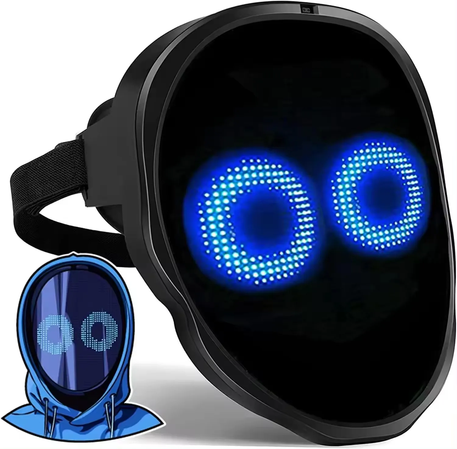 Customizable Fashion USB Rechargeable Flashing Shining Mask LED Lighted Face Transforming Mask App Controlled Led Party Mask