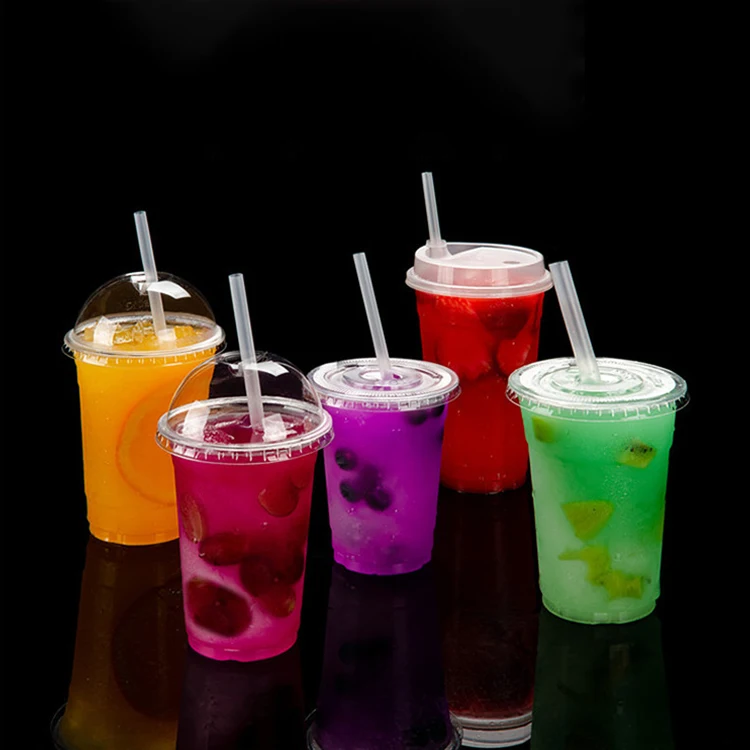 Disposable PET Cup Logo Printed Coffee and Drink Plastic Cup U Shape 12 16 20 24oz PP PET Clear Disposable Plastic Cup With Lids