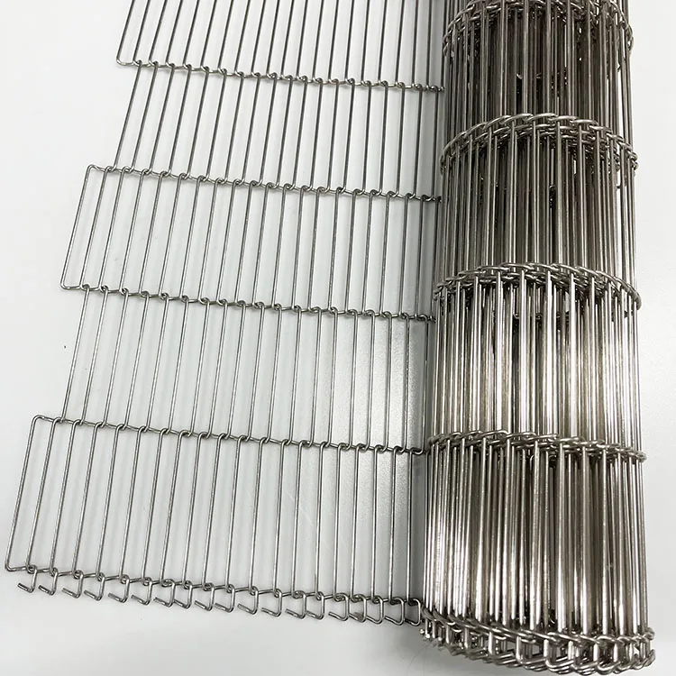 customized size  chocolate type 304 stainless steel wire mesh flat flex conveyor belt