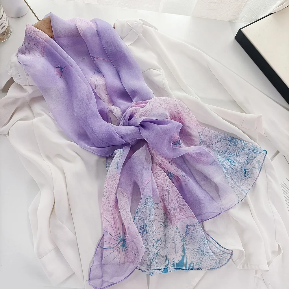 Professional Manufacturer hot sale floral custom print scarf woman silk chiffon scarf