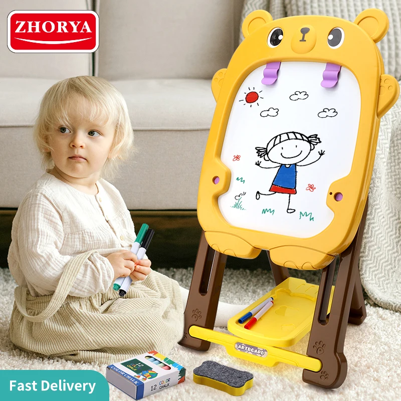 Zhorya Doodle Children Easel Magic Kids Magnetic Painting Drawing White Board Stand Drawing Toys