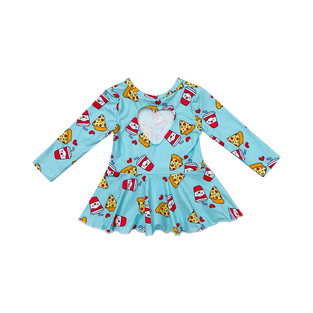 Qingli OEM love heart scoop back design girls long sleeve tunic top shirt