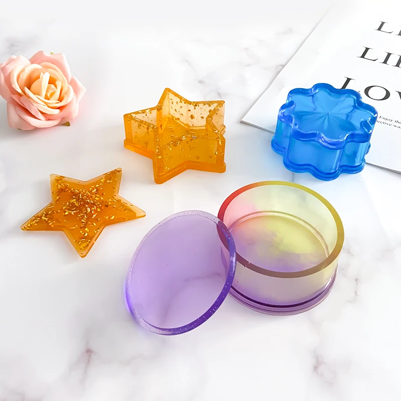Promotion Box Resin Molds Silicone Jewelry Box Molds Trinket Epoxy Mold, Round Jewelry Storage for DIY Art Casting Candy Jar