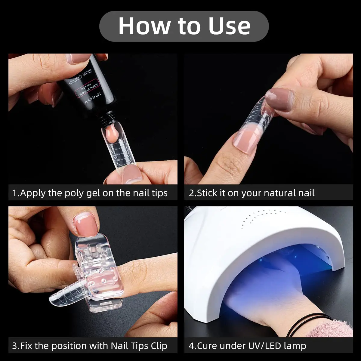 Poly Gel Quick Building Nail Tips Clip Plastic Transparent Finger Extension Builder Finger Extension Clip Nail Tips Clips DIY Ma