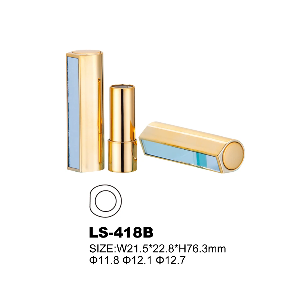 Lipstick Tube Rose Gold Shape Plastic Empty Slim Cosmetic Tubes Lipstick Container with Mirror Cosmetic Packaging LS-418 QIAOYI