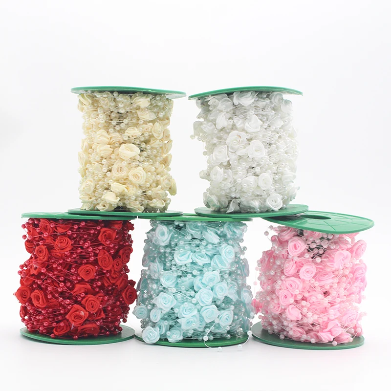 5M/Lot    Decorative Flowers Garland  Wedding Wreath  Decoration  4mm Pearls Beads Chain