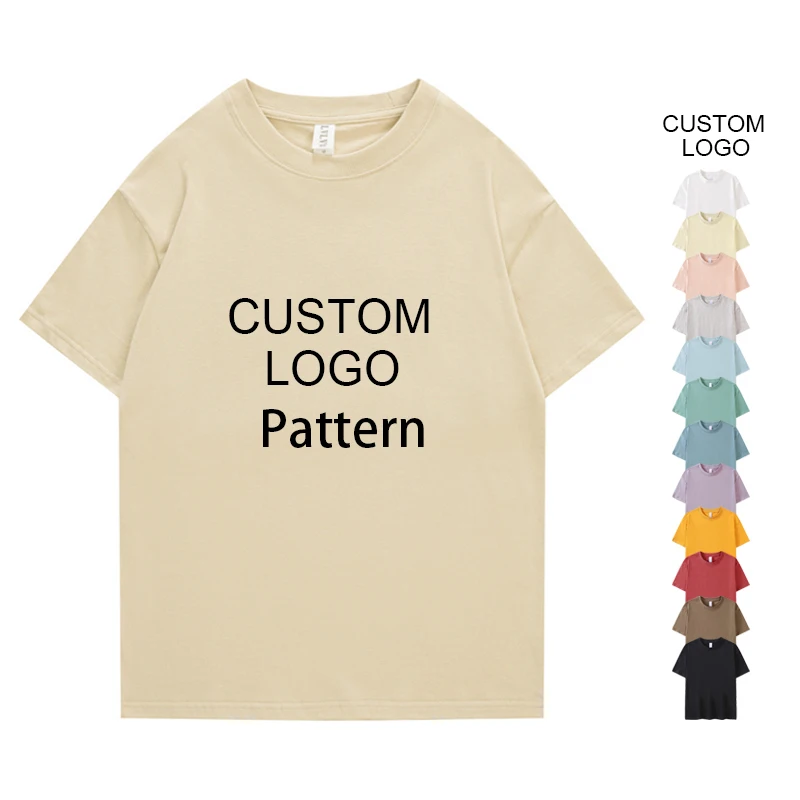 Wholesale 100% Cotton Unisex Silk Screen Printing T-shirts Custom Printing Pure Color Blank Men Tee Shirt