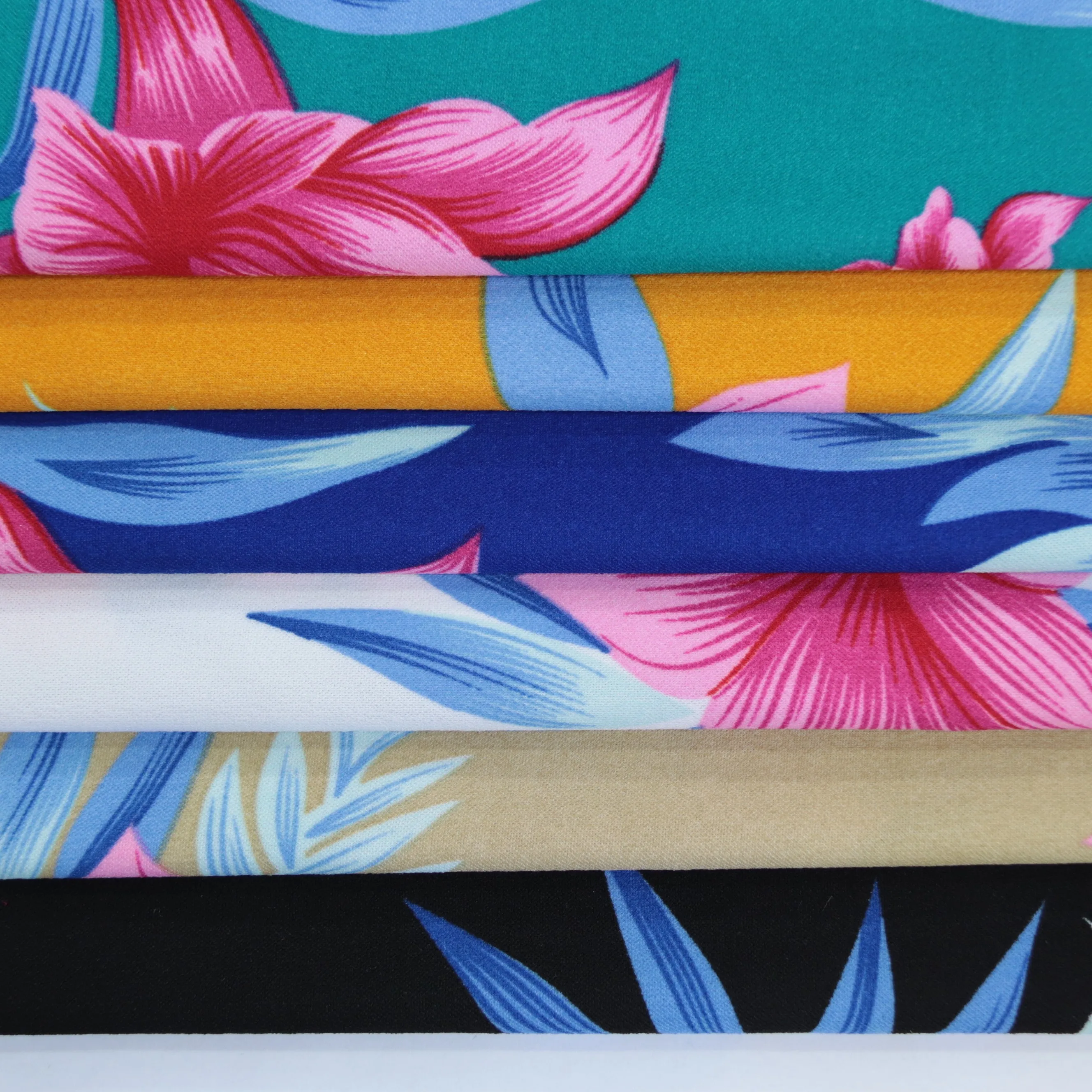 Crepe Scuba stretch fabric Polyester spandex in Knitted print flower pattern Fabric Crepe Fabric for coat jacket