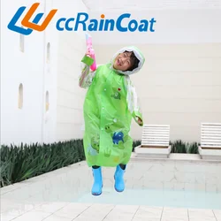 Factory wholesale Long Cute Colorful pvc raincoat for kids children waterproof with School Bag space