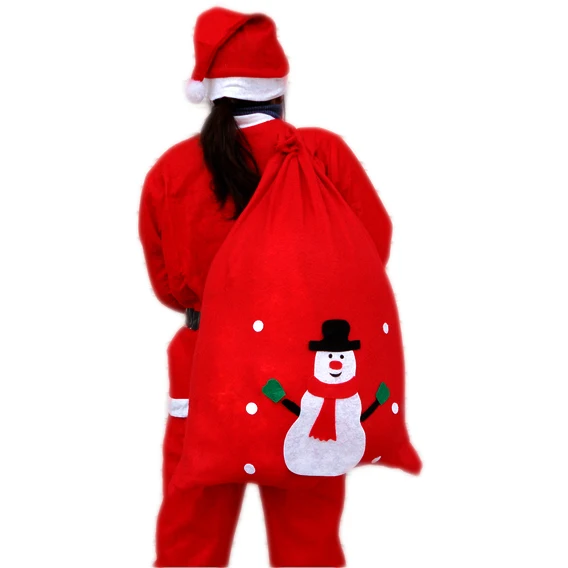 Wholesale Non Woven Christmas Bag Red Felt Bulk Decoration Gift Christmas Santa Bags Sacks