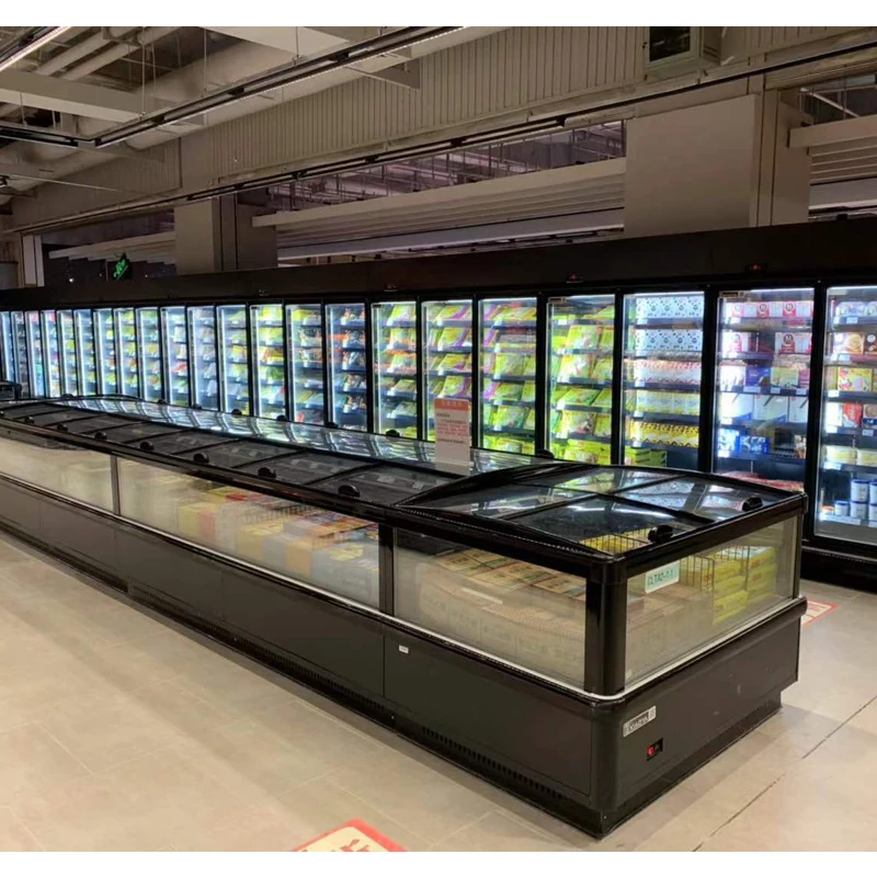 Commercial Freezer For Supermarket Refrigeration Equipment Combined Island For Frozen Food Supermarket Horizontal Freezers