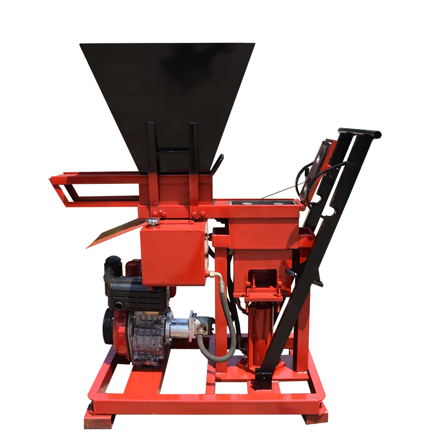 SHM2-25 semi automatic diesel hydraulic press clay soil interlocking hollow paver brick making machine