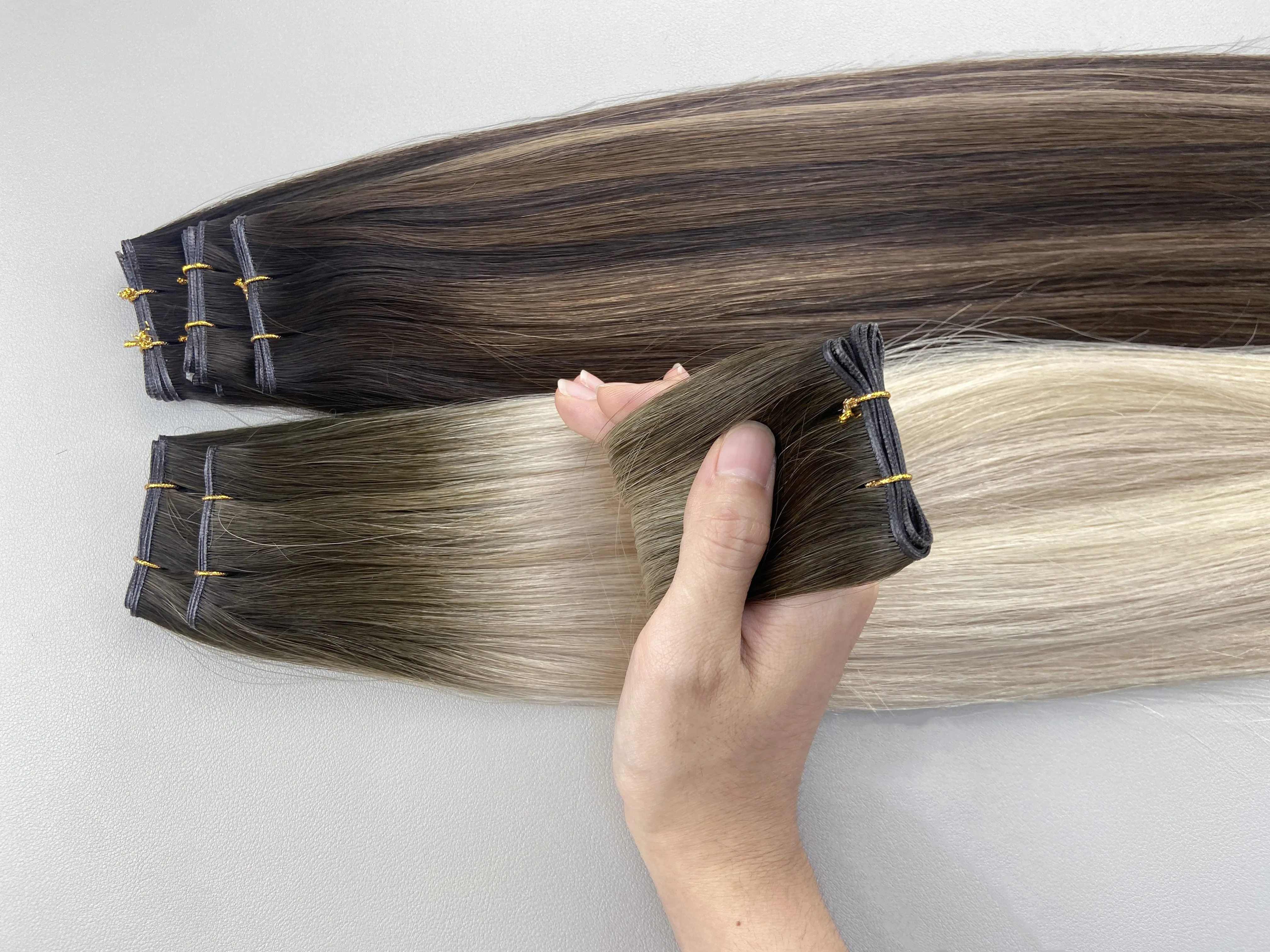 Virgin Genius Weft 12 a Grade No Remy Russian Human 30 Inch Blonde Hair Wave European Invisible Curly Double Drawn