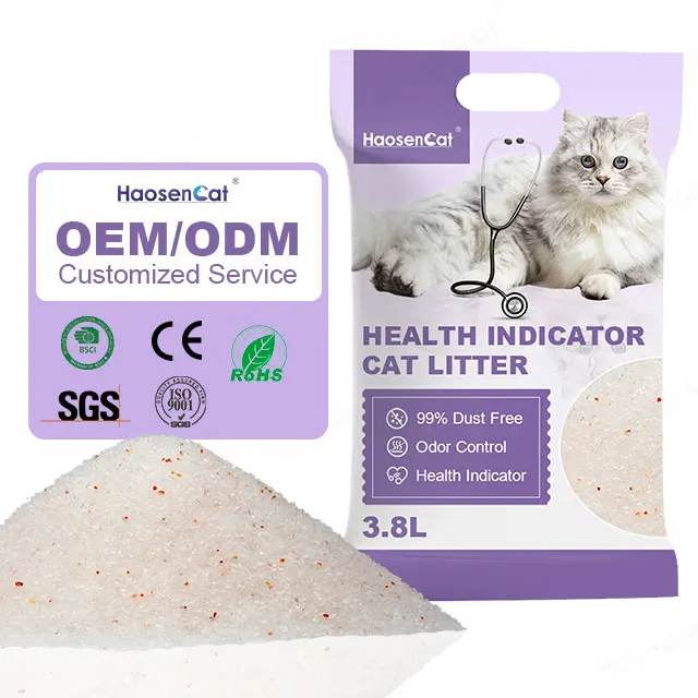 OEM Health Catlitter Factory Wholesale Kitty Sand PH Indicator Dust Free Medical Crystal Silica Gel Cat Litter