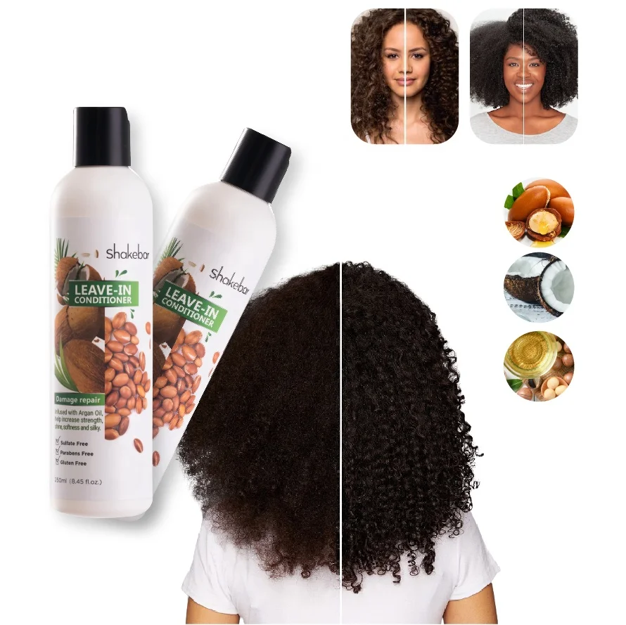 SHAKEBAR Private Label Argan Oil Moisturizing Cream Nutritive Coconut Oil Moisture Leave in Conditioner for Curly Hair Products