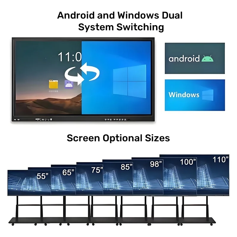 55/65/75/86/98 Inch Touch Screen Led Display Tv Flat Digital Meet Smart White Interactive Board Panel Price Whiteboard