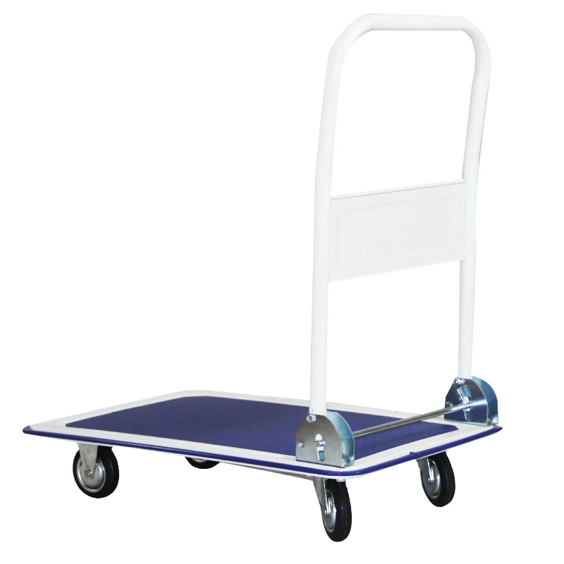 Folding handle mute cargo trolley turnover small truck steel plate trolley