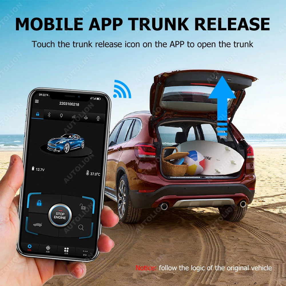 4G GPS/GSM alarm security system control by phone APP lock unlock and tracker remote start stop engine vehicle