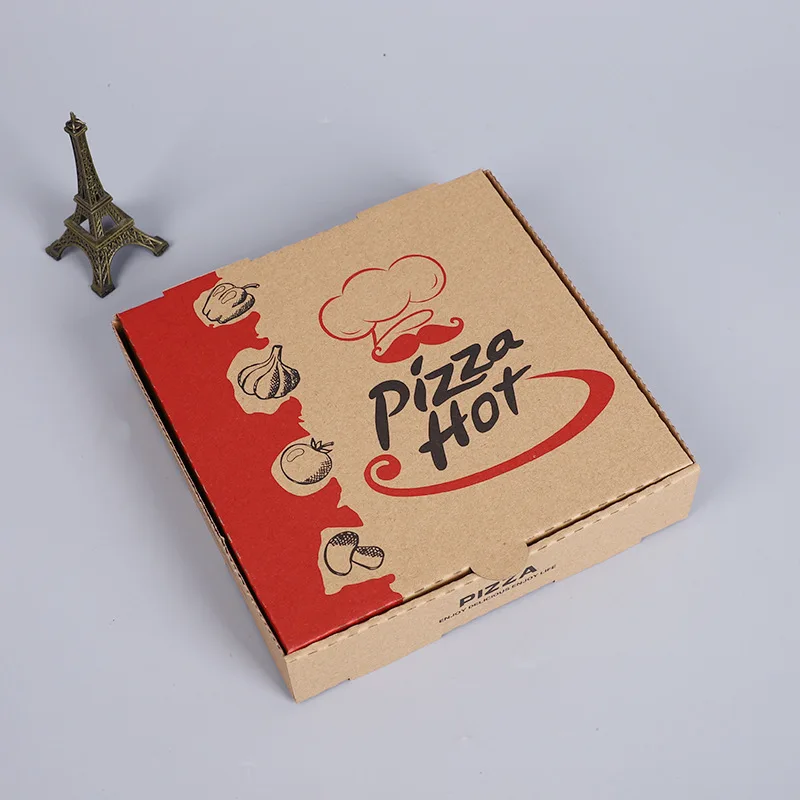 Factory Custom Pizza box for template Hexagon Kraft Paper Restaurant Strong Corrugated Paper Oil Absorbent Customized Box