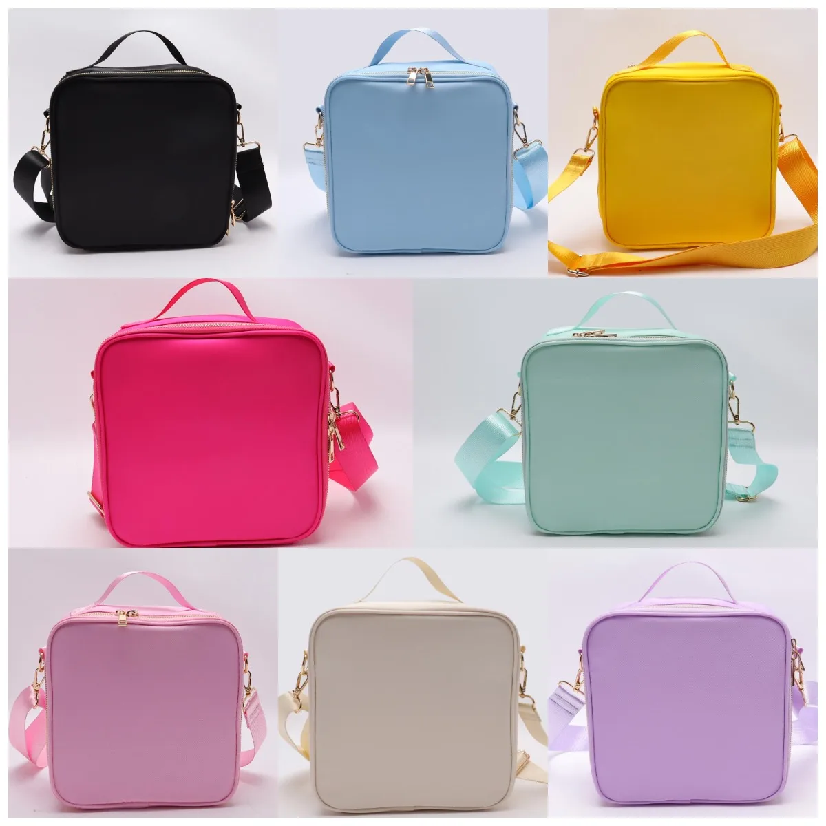 Keymay Stock Multi Colors Portable Nylon Crossbody Ice Cooler Bag Insulated Waterproof Shoulder with Pocket Lunch Box Kids