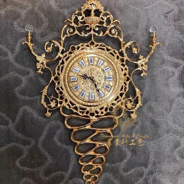 Luxury Wall Clock Home Decoration Antique Style Golden Copper Wall Clocks