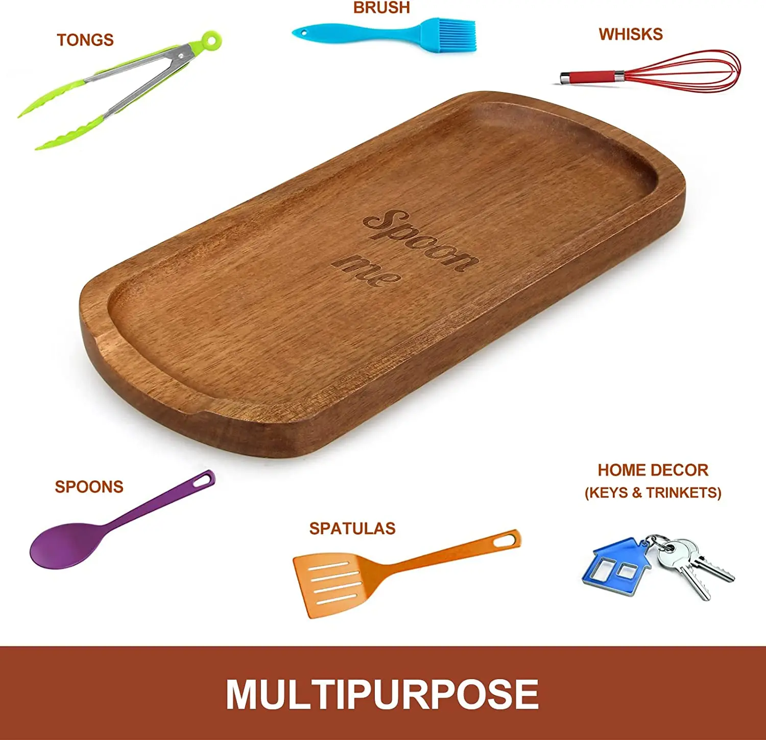 New Design Resin & Acacia Wood with Bark Border Whole sell High Quality Spoon Rest Holder with Tea Spoon