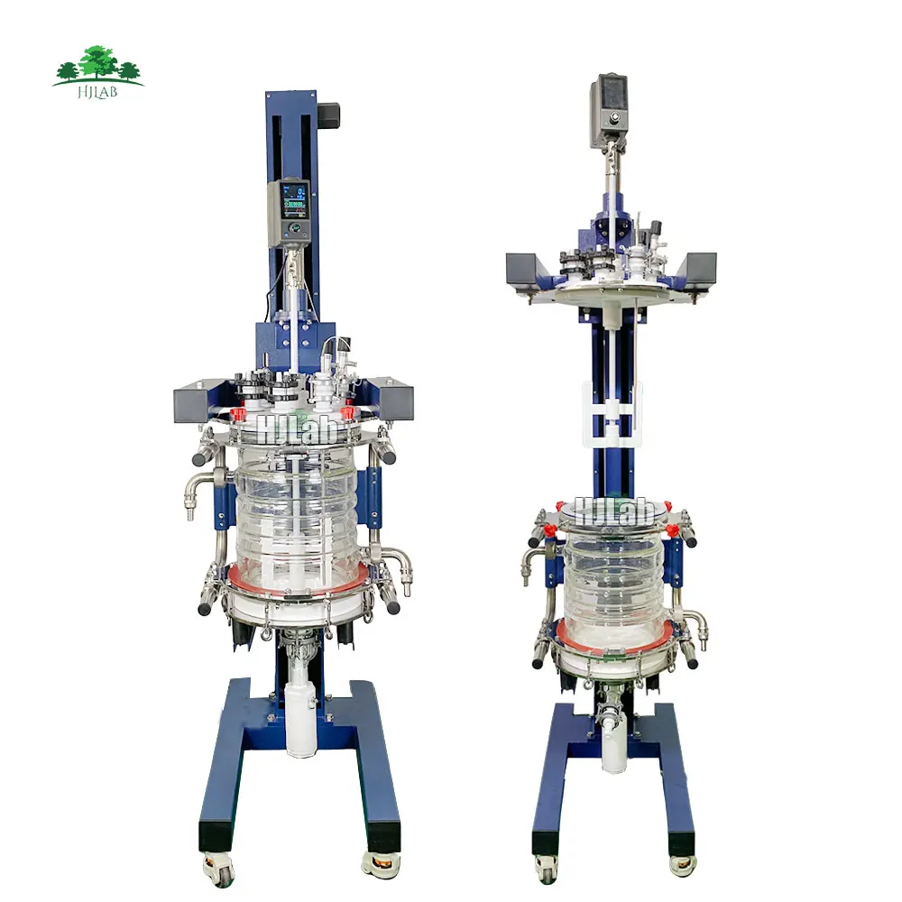 HJLab 20L PTFE Filtration Lifting and Rotation Jacketed Glass Reactor with Dynamic Temperature Control