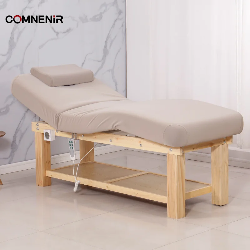 Luxury 4 Motor Stainless Steel Base Heating Electric Treatment Beauty Salon Spa Facial Massage Bed Headspa Furniture
