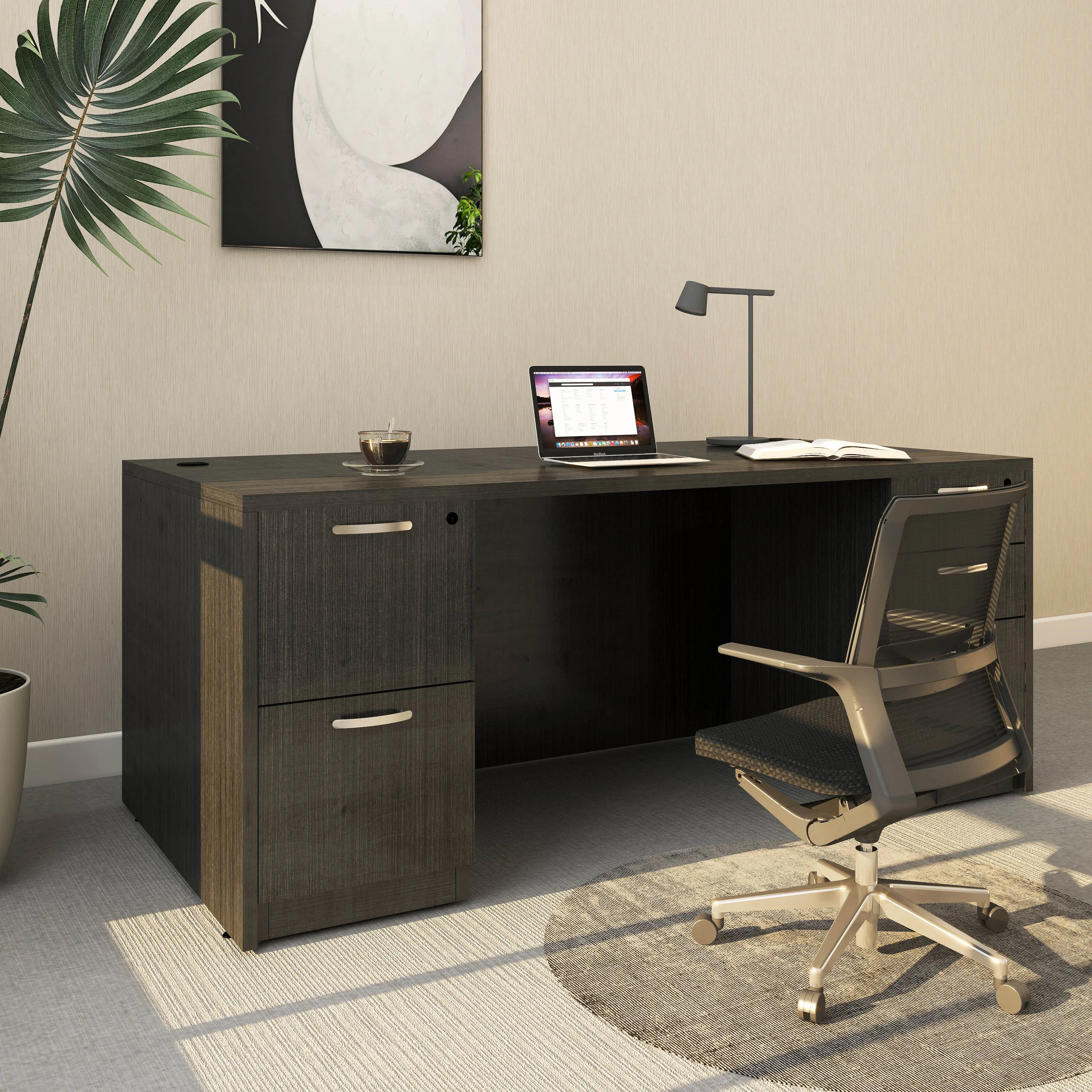 2023 Modern Office Funiture Manager Table MDF Wooden Home Office Executive Desk With Tow Pedstal