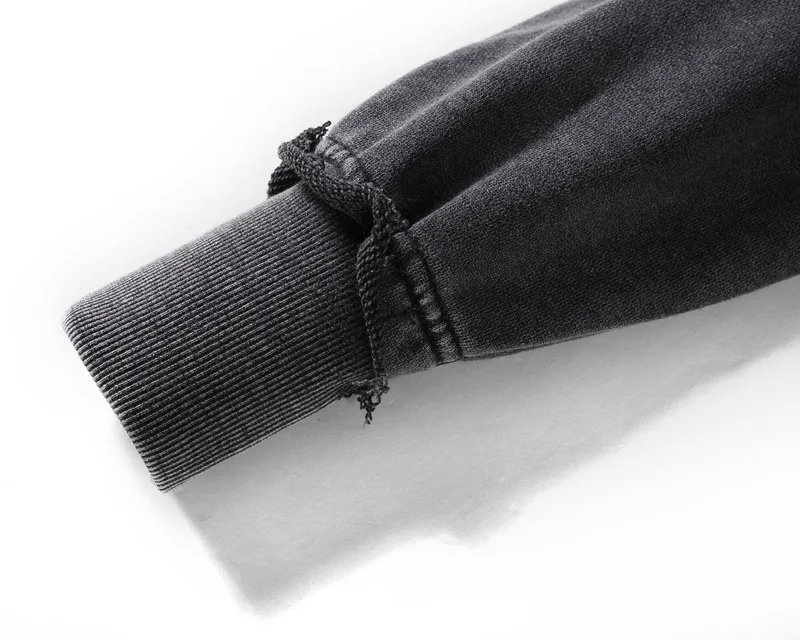 Wholesales Mens Fashion High Street Washed Stone Round Neck Sweater Mens Vintage Batik Plain DK Grey Long Sleeve Hoodies Sweater