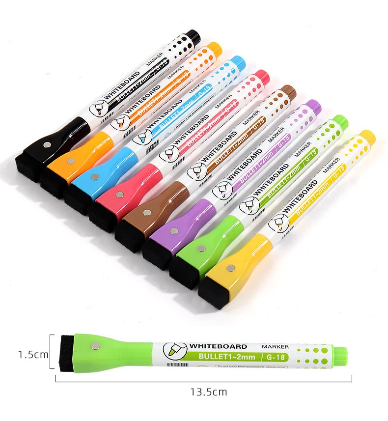 Black plastic holder Magnetic Whiteboard Marker Pen with Felt Eraser and Magnets
