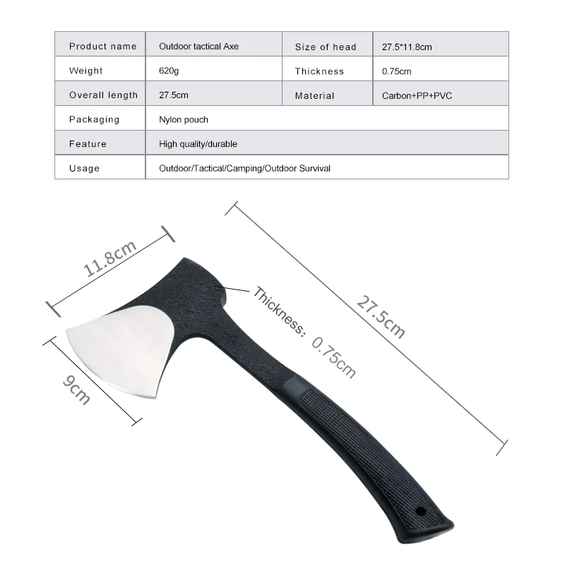 High quality carbon steel blade outdoor survival kit camping axe tool multi fireman axe