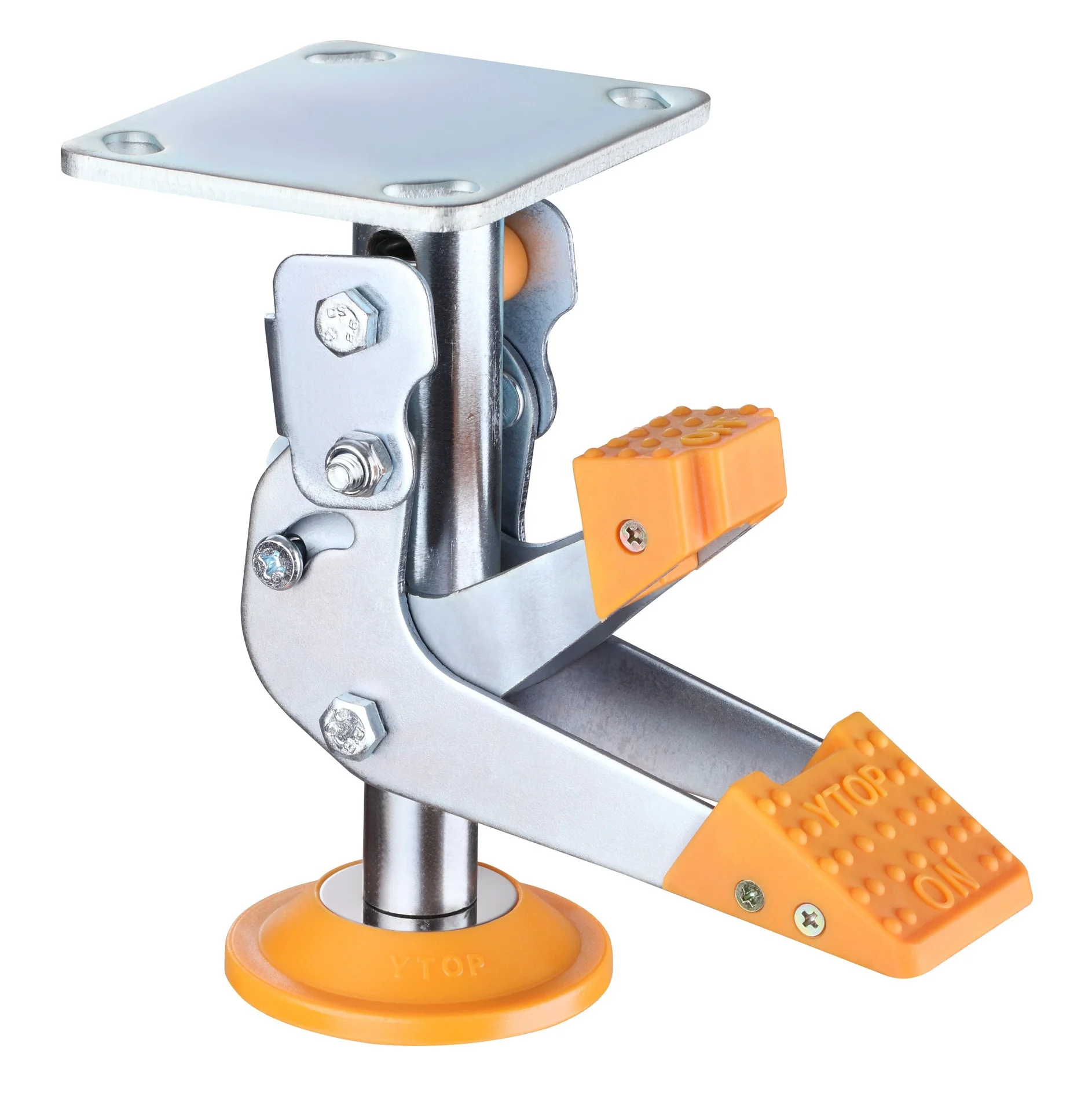 floor lock caster stopper wheel lift up height adjusting stopper saddle parts kick bar type floor lock for hand trolley casters