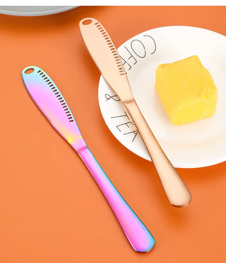 Hot Selling stainless steel cheese knife with hole cheese slicer bread jam spatula cheese tools butter knife