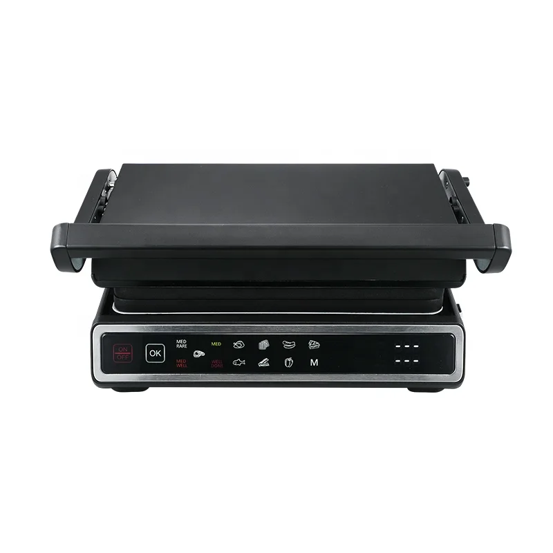 Multi function Electric Contact Grill Plastic Housing Die casting Handle LED Display 11 Preset Programs Touch Panel Grill (1600607260126)