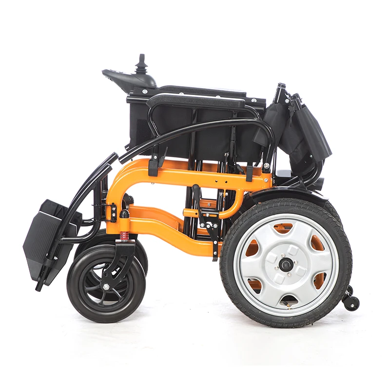 Chinese Manufacturer Light Portable Electric Wheelchair Strong Motor Steel Electric Wheelchair