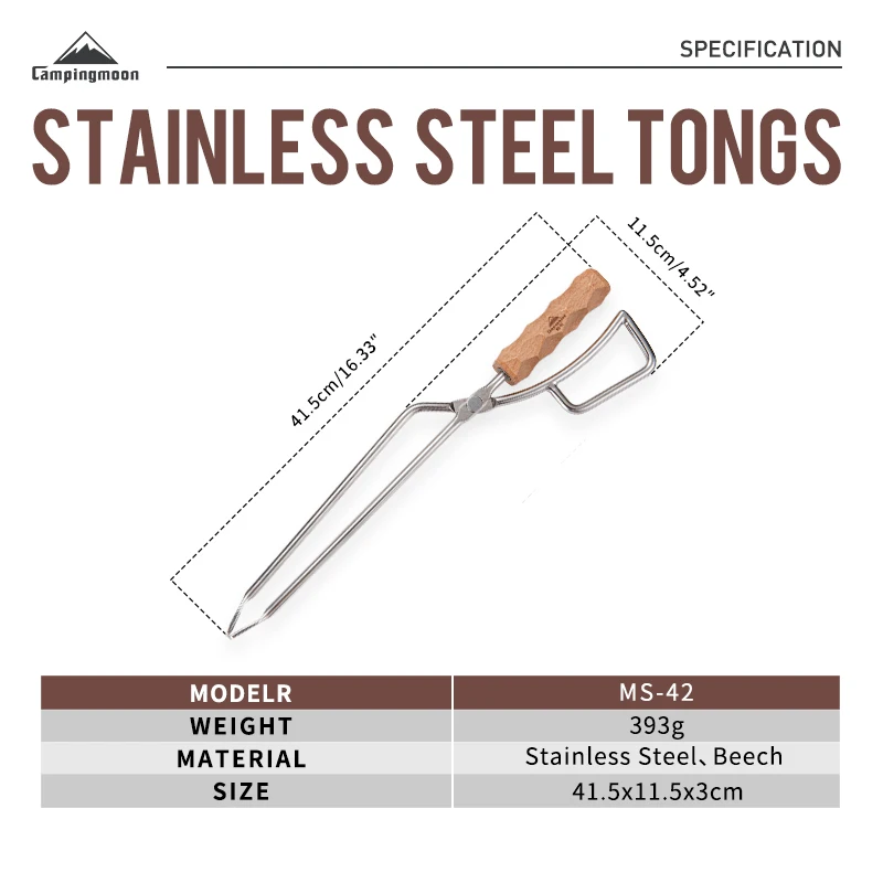 Campingmoon Folding Garden Steel Firewood Tongs Camping Portable foldable outdoor camping Charcoal Tongs