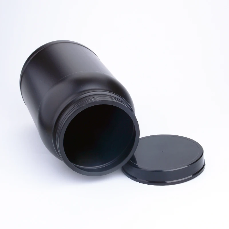 Empty Muscle Gain Fitness Protein Powder Container Packaging Jar 1L 5L HDPE PET Black Wide Mouth Whey Protein Powder Storage Jar