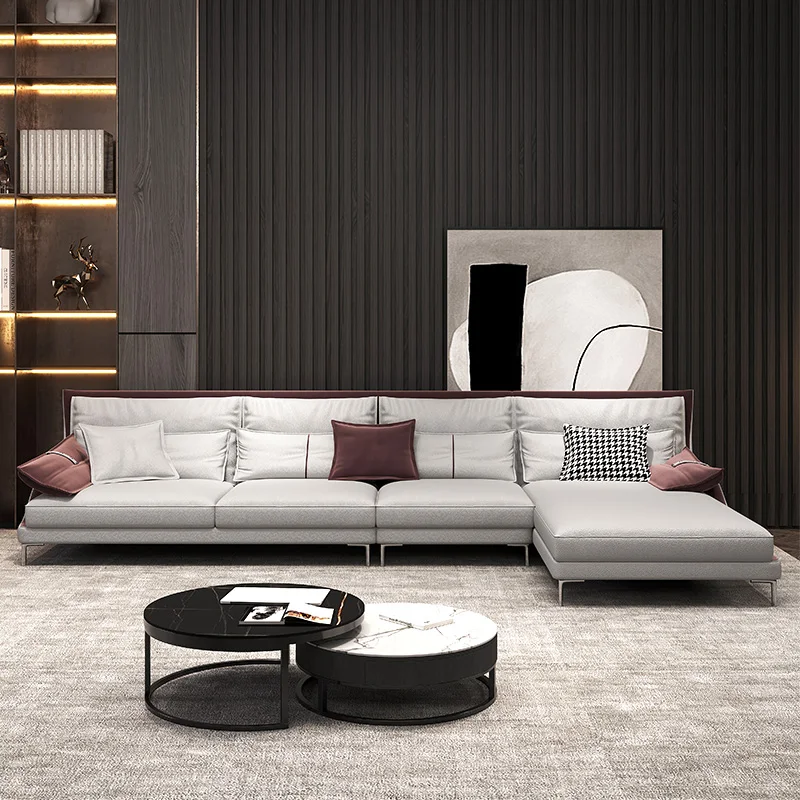 Italian style high quality modern white luxury couch leather sofa set et fournitures living room furniture