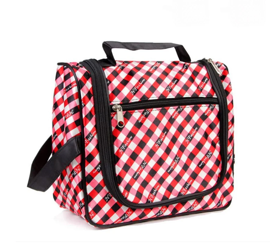 Factory wholesale Waterproof Plaid Print Women Makeup Wash Bag Outdoor Travel Cosmetic Bags