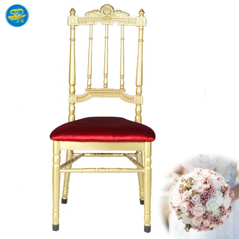 Castle Golden Painting Noble Red Velvet  Banquet Event Party Wedding Royal Chair Napoleon Chair