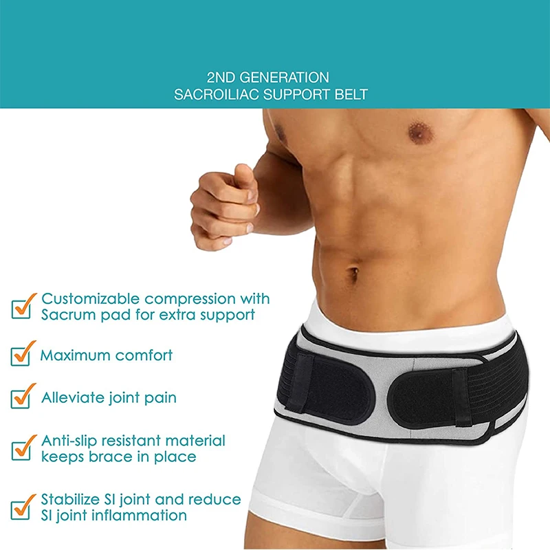 Breathable Anti-Slip Pelvic and Lower Back Support Brace for Men Women Sciatica Pelvis Pain Relief Sacroiliac SI Joint Hip Belt