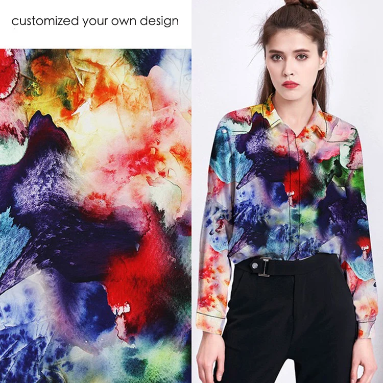 Digital printed linen fabrics for dresses customized design 100% linen fabric